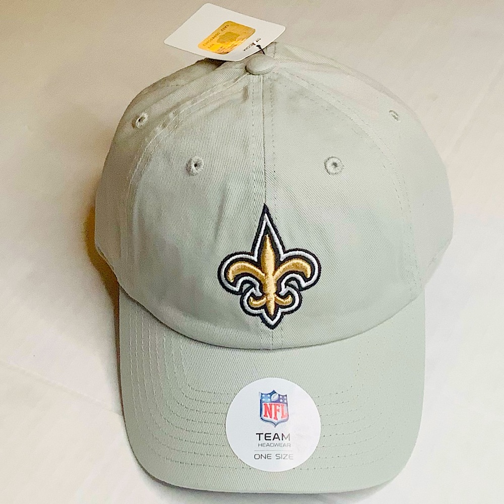 NFL Official New Orleans SAINTS Baseball Gray Cap with Logo Adjustable Backstrap